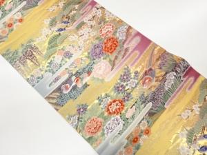 ヱ霞に松・花鳥模様織出し袋帯
